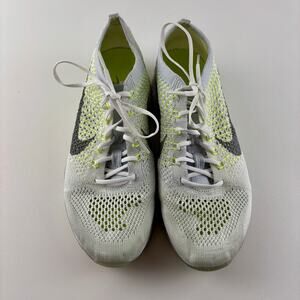Nike Flyknit Trainer Running Shoes Women’s 8.5 White Volt Gray Sneakers Athletic